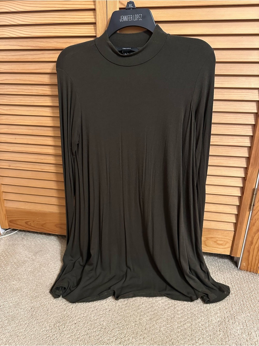 Forever 21 Olive Green Long Sleeve Mock Neck Top